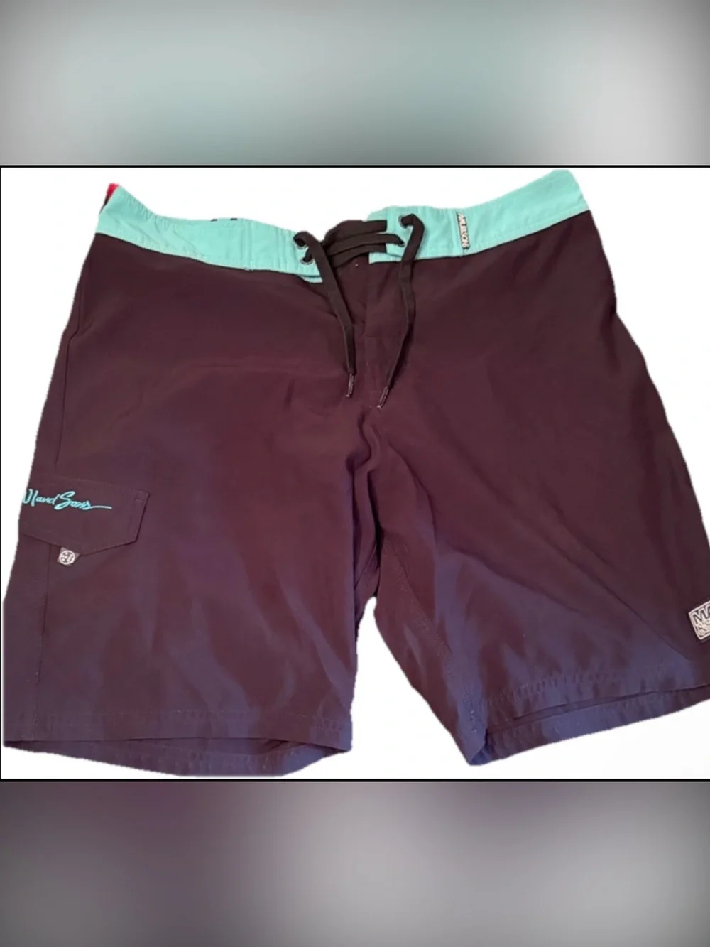 Maui & Sons Mens 34 Board Shorts Swim Trunks Drawstring Black Surf Tropical